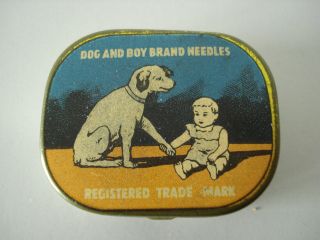 Gramophone Nadeldose Dog And Boy Brand Needles Mit Nadeln Um1920 Top Ansehen Bild