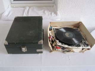 Altes Grammophone Koffergrammophon Telefunken,  25 Schallplatten Bild