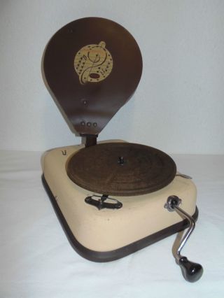 Vintage Portelec Phonocone Record Player - Montgomery Ward - Rare Hand Crank Bild