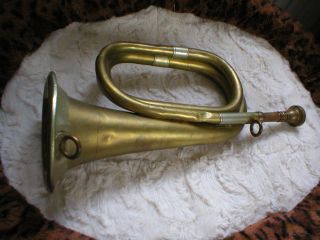 Altes Blech Blasinstrument Signal - Horn Jagdhorn Posthorn Hunting Signal Horn Bild