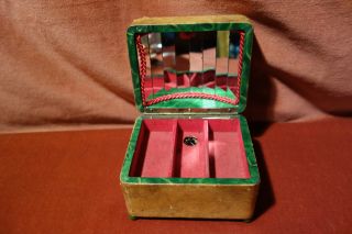 Spieldose/schmuck Mit Tanzender Puppe (fehlt),  Spiegel,  Leder Bezogen,  Um 1950 Bild