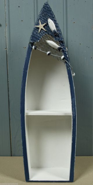 Bootsregal Regal In Bootform Ca.  44,  5x14x8cm Blau/weiß Mit Kl.  Fehlern Bild