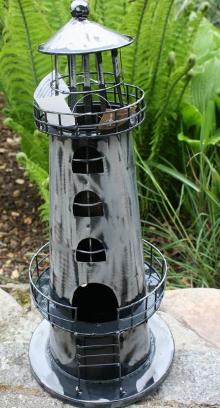 Leuchtturm Silberfarben Teelichthalter Kerzenleuchter Maritime Deko Bild