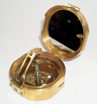 Stanley Kompass Mit Holzbox Tischkompass Messing Poliert Bild