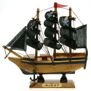 Piraten Segelschiff Piratenschiff Totenkopf Deko Standmodell Rote Fahne Bild