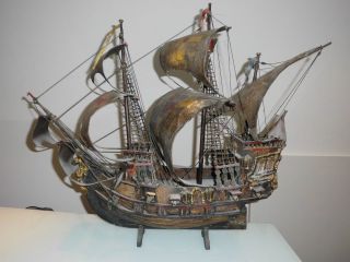 Altes Piratenschiff Holz Modellschiff Kriegsschiff Schiff Kellerfund Rar Bild