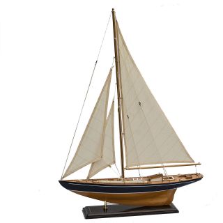 Segelboot Segelschiff Segelyacht Holz Blau U.  Weiß Deko Standmodell 62cm. Bild