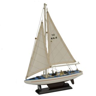 Segelyacht Segelboot Segelschiff Holz Weiß U.  Blau Dekoration Standmodell Bild