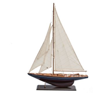 Segelboot Segelschiff Segelyacht Holz Blau U.  Rot Deko Standmodell 62cm. Bild