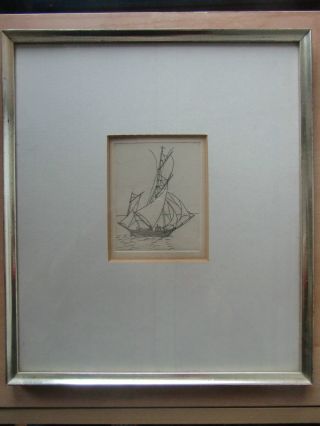 Segelschiff,  Stich Von André Derain,  Exemplar 11/12 Mit Passepartout Und Gerahmt Bild