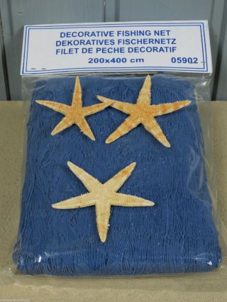 Deko Fischernetz Blau Ca.  2 X 4m Groß Mit Drei Echten Seesternen Bild