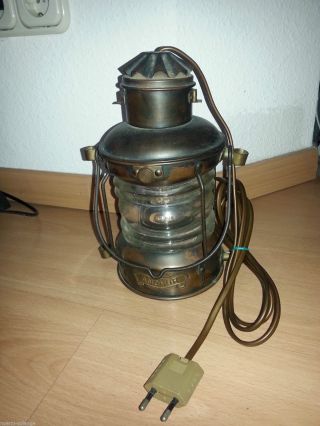 Alte Antike Schiffslampe Positionslampe Ankerlampe Lampe Kupfer Mit Strom Anchor Bild