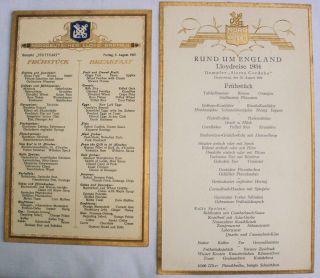 2 Antike Speisekarten Nordd.  Lloyd Bremen 1927 U.  Rund Um England Lloydreise1934, Bild