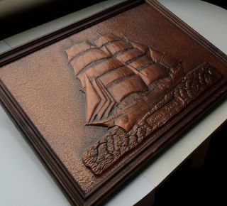 Gorch Fock Segelschiff - Großes Antikes Bild Im Holzrahmen,  Kupfer,  Kupferbild Bild