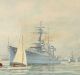 Gemälde Wilhelm Hoffmann Kreuzer Köln Im Kieler Hafen Kriegsmarine Ww Ll Marine Nautika & Maritimes Bild 3