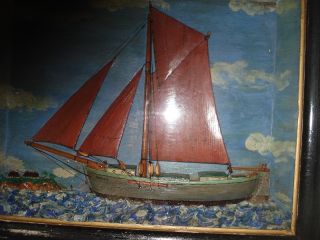 Altes,  Interessantes Segelschiff In Schaurahmen Aus Kapitänshaushalt - Bild