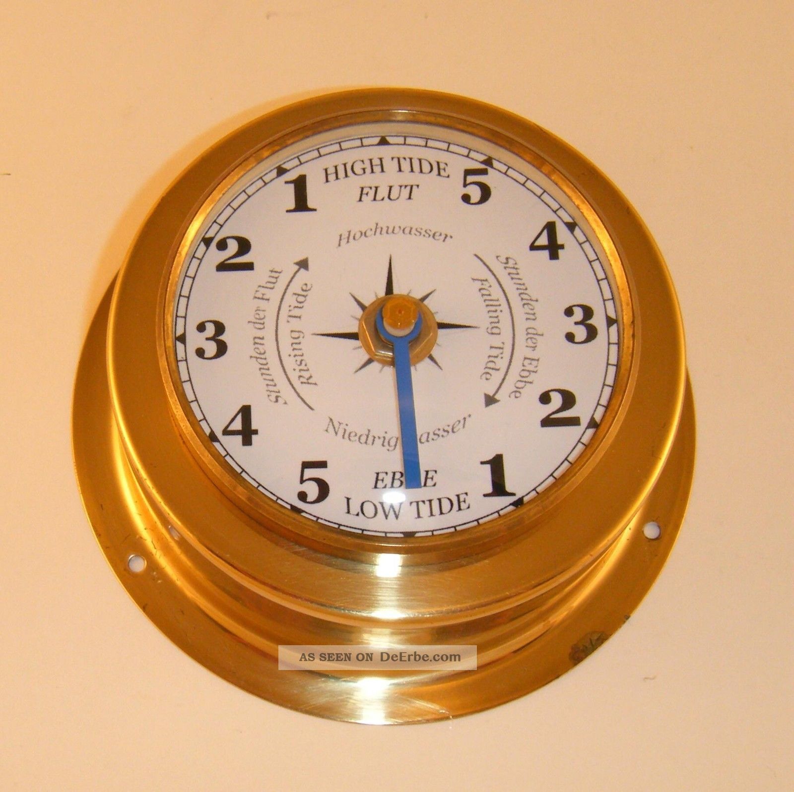 Gezeitenuhr / Tidenuhr / Schiffsuhr / Maritime Bullaugenuhr In Messinggehäuse Technik & Instrumente Bild