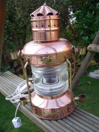 Messing Kupfer Bronze Shiffslampe Toplicht Anchor E27 60w Bild