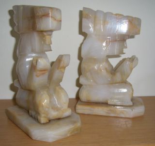 2 Figuren Aus Mexiko - Alabaster - Götzenbild - Inka - Je Ca.  1220 Gr Top Bild