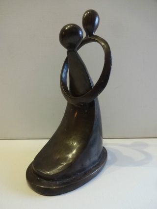 Kubistische Designer Skulptur Liebespaar Zweisamkeit Paar Bronze Patiniert Figur Bild