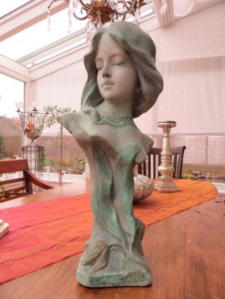 Büste Skulptur Mädchen Jugendstil Um 1910 - 47 Cm Hoch - Sehr Schön Bild