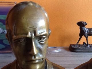 Italien 2 Bronzefiguren,  Büsten,  Buchstützen Benito Mussolini Bild