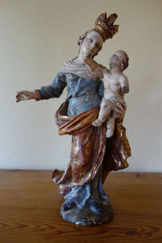 Mutter Gottes Mit Kind Barock Süddeutsch 18.  J.  H.  Madonna Bild