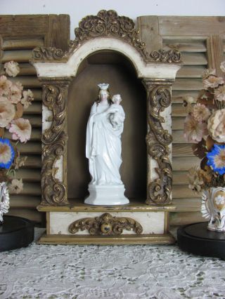 Frankreich Antike Heiligenfigur Maria Jesus French Shabby Weiß Porzellan 1900 Bild