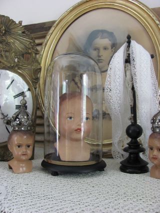 Shabby Chic Runder Glas Dom Globe De Mariage Madonna Sturz Uhr Gloche Figuren Bild