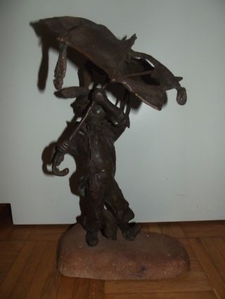 Bronze Figur Skulptur Jeck äm Rän Olaf Höhnen Köln Frechen 1992 Höhe 40 Cm Bild