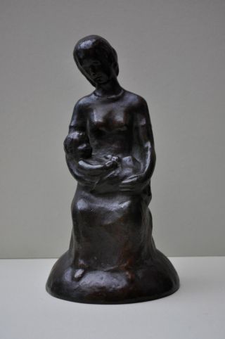 Bronze Skulptur Mutter Mit Kind Bild