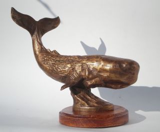 Künstler Bronze Skulptur Der Wal,  Walfisch - Signiert Houska Bild