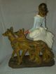 Porzellan Figur - Frau Mit Zwei Hunden - - - A.  Santini. 1890-1919, Jugendstil Bild 1