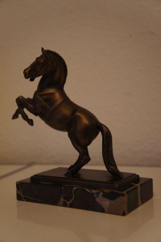 Pferdestatue Aus Bronze,  Marmorsockel,  Steigendes Pferd,  Ehrenpreis,  17 Cm,  Deko Bild