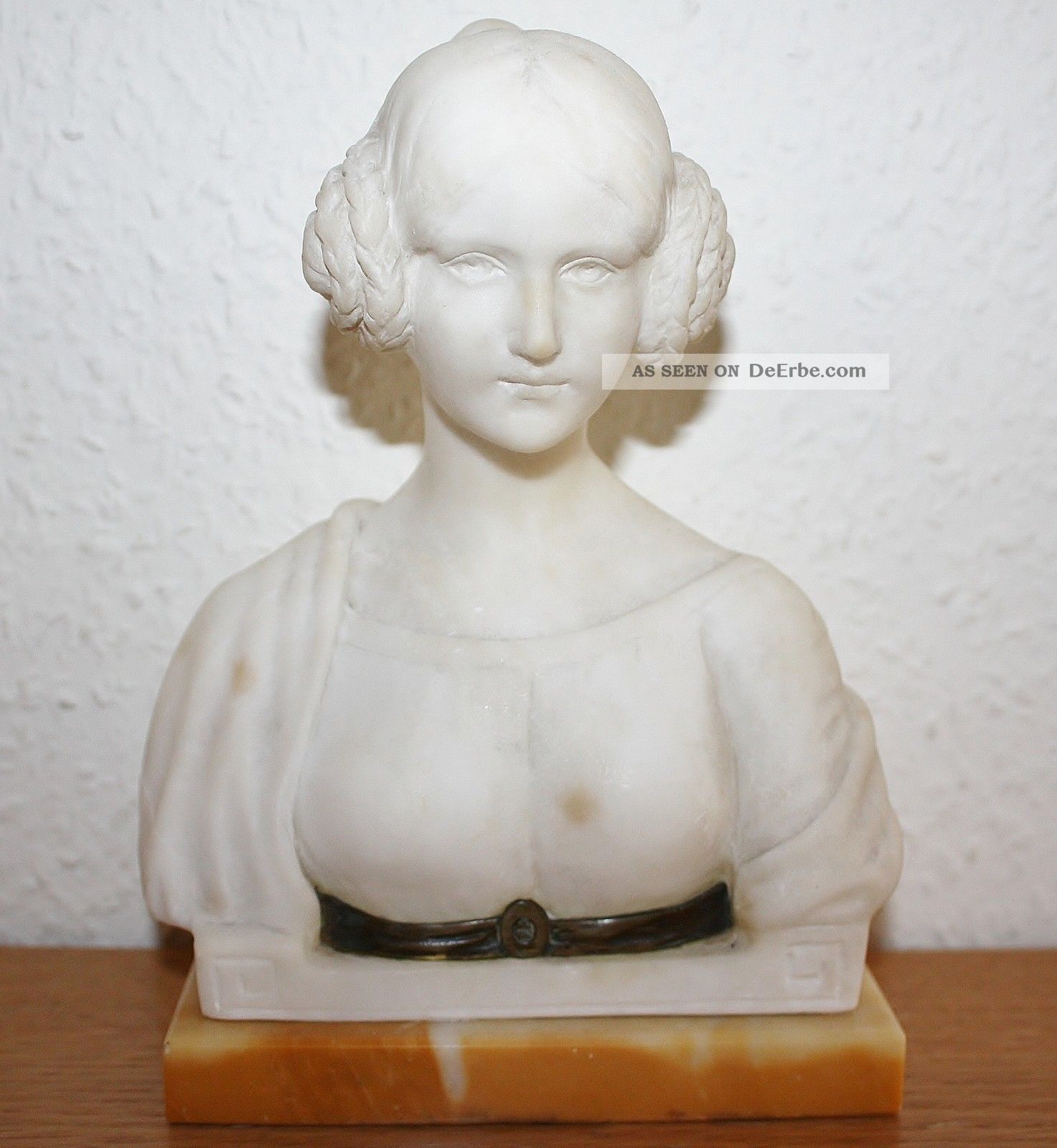 Jugendstil Alabaster Büste Mädchen Kopf Signiert Jaray 1908 Figur Skulptur 1900-1949 Bild