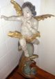 Antiker Barockengel Auf Wolke Putto Geflügelt Geschnitzt Polychrom Gefasst 1750 Skulpturen & Kruzifixe Bild 8
