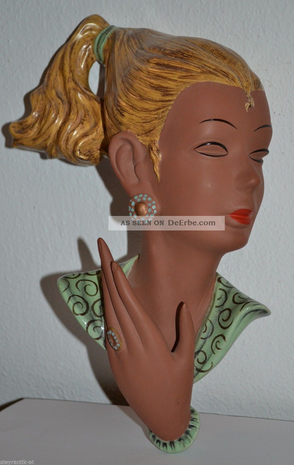 Seltene Thomasch Keramik Wien Wandmaske Maske Dame 1956/ Figur Goldscheider Nach Form & Funktion Bild