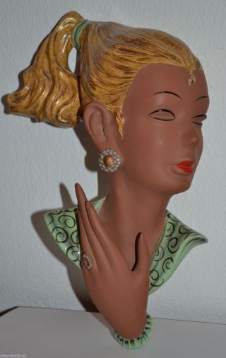 Seltene Thomasch Keramik Wien Wandmaske Maske Dame 1956/ Figur Goldscheider Bild