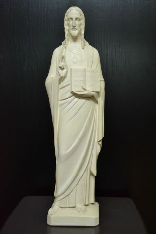 Hl.  Herz - Jesus Statue Mit Buch Von Maria - Laach - Beuron Ca.  1920 - Jugendstil Bild