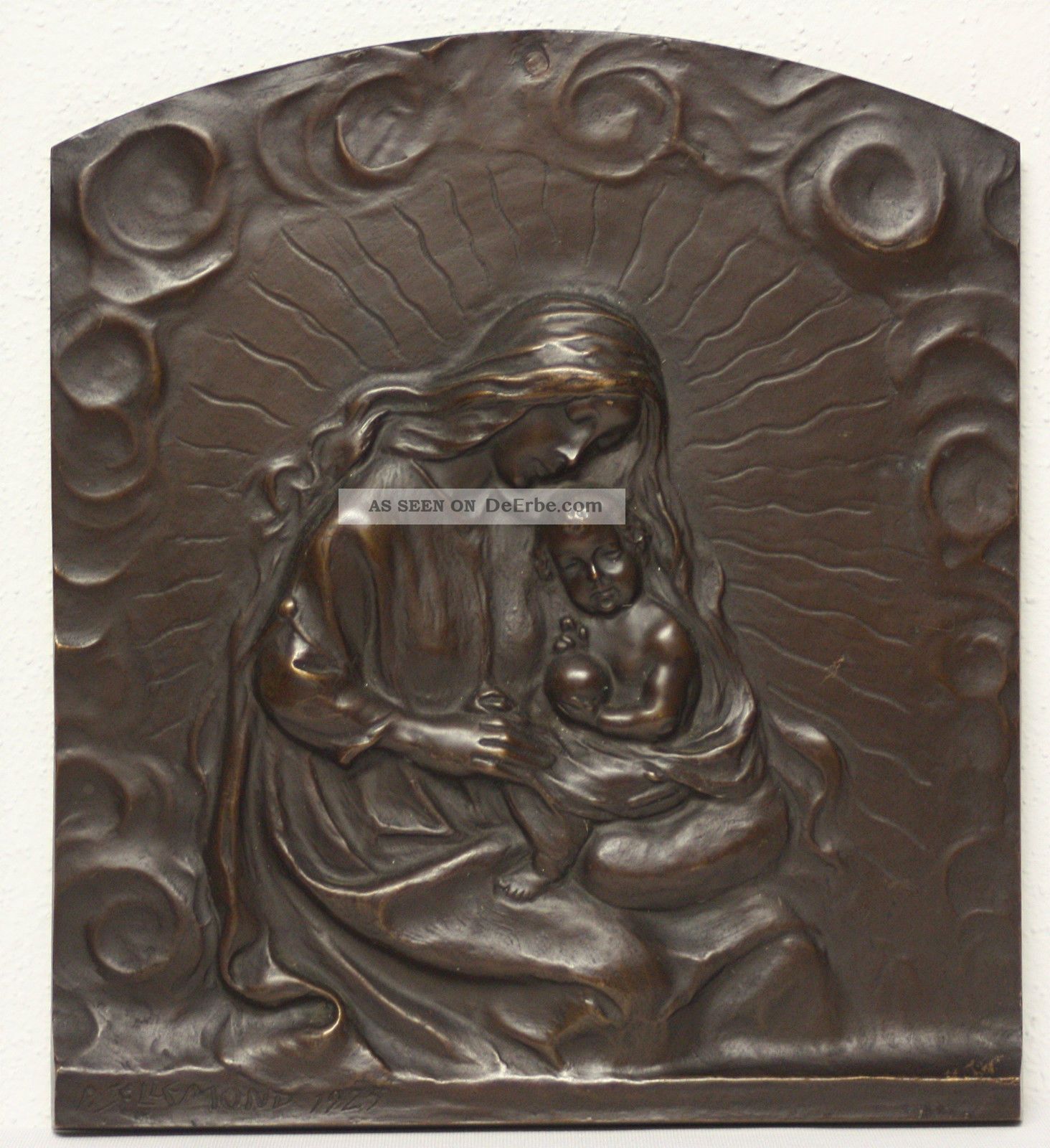 Peter Sellemond Bronzeguss Bronzeplatte Relief Signiert Datiert 1927 1950-1999 Bild