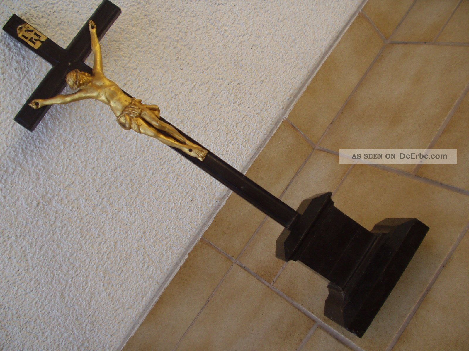 Antikes Originales Holz - Kreuz Mit Geschnitztem Jesus Unbeschädigt - 19.  Jhd Skulpturen & Kruzifixe Bild