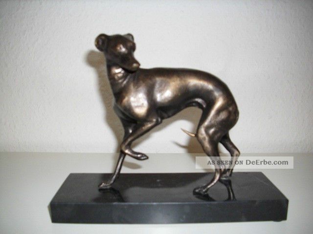 Wunderschöner Windhund Bronze Statue Büste Aus Erbschaft 1950-1999 Bild