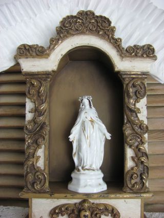Frankreich Antike Heiligenfigur Maria French Shabby Weiß Porzellan 1900 Figur Bild