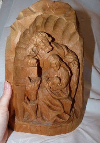 Schöner,  Großer Krippenblock,  Krippe Aus Holz,  Josef,  Maria,  Jesuskind Geschnitzt Bild