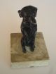 Dackel Stehend Hund Kleine Skulptur Auf Sockel 11cm Hoch Metall Gegossen 1950-1999 Bild 4
