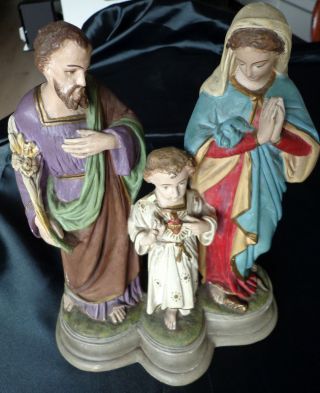 Antike Heiligenfigur - Heilige Familie Stuck Gips Bild