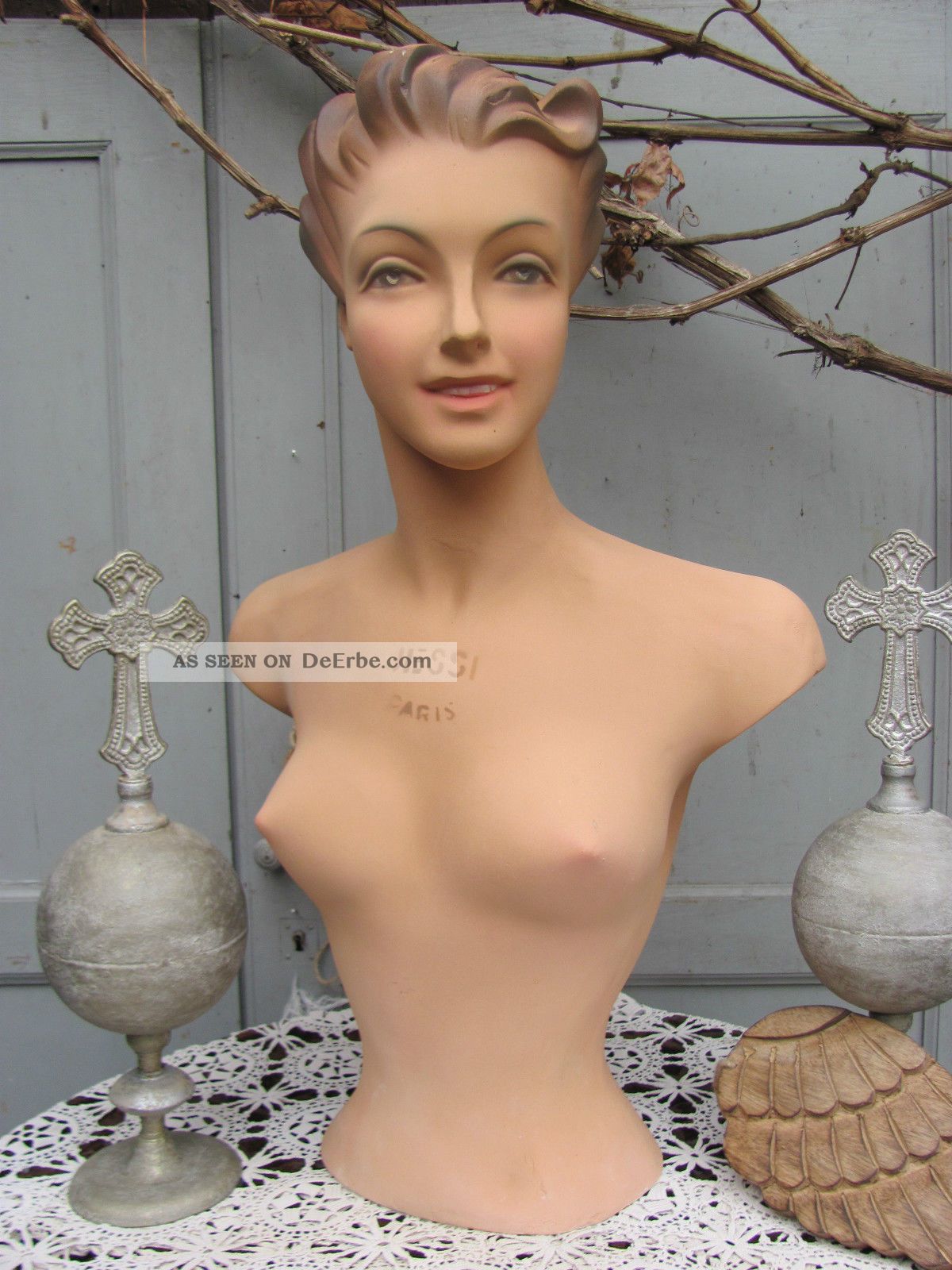Frankreich Antike Art Deco Mannequin Schaufenster Büste French Shabby Chic Doll 1900-1949 Bild