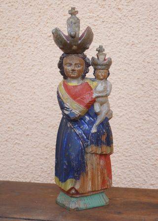 Böhmische Madonna - Pribram 19.  Jahrhundert - Holz Geschnitzt (3702) Bild