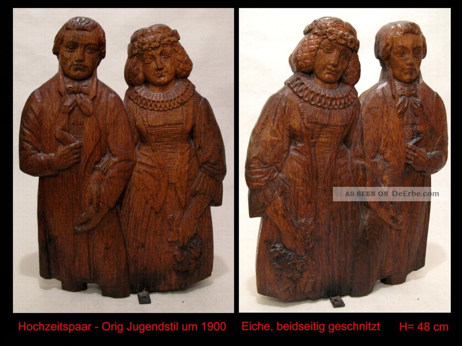 Orig Alt Hochzeit Ehe Paar - Große Jugendstil Figur Mann Frau Um 1900 Höhe 48 Cm Originale der Zeit Bild
