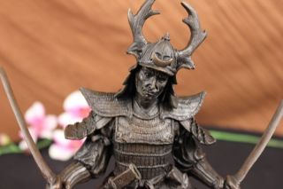 Japanische Samurai - Krieger Reiner Heißer Bronzestatue Skulptur Sockel Aus Marmor Bild